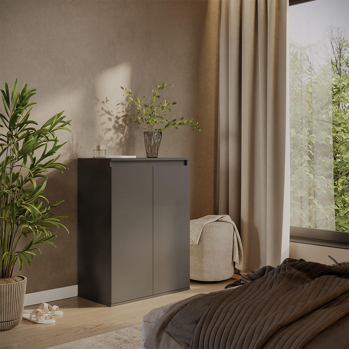 KOMODA S VRATIMA Claus Antracit 74 x 99.6 cm s 2 vrata - antracit, drvni materijal (74/99.6/40cm) - Vicco