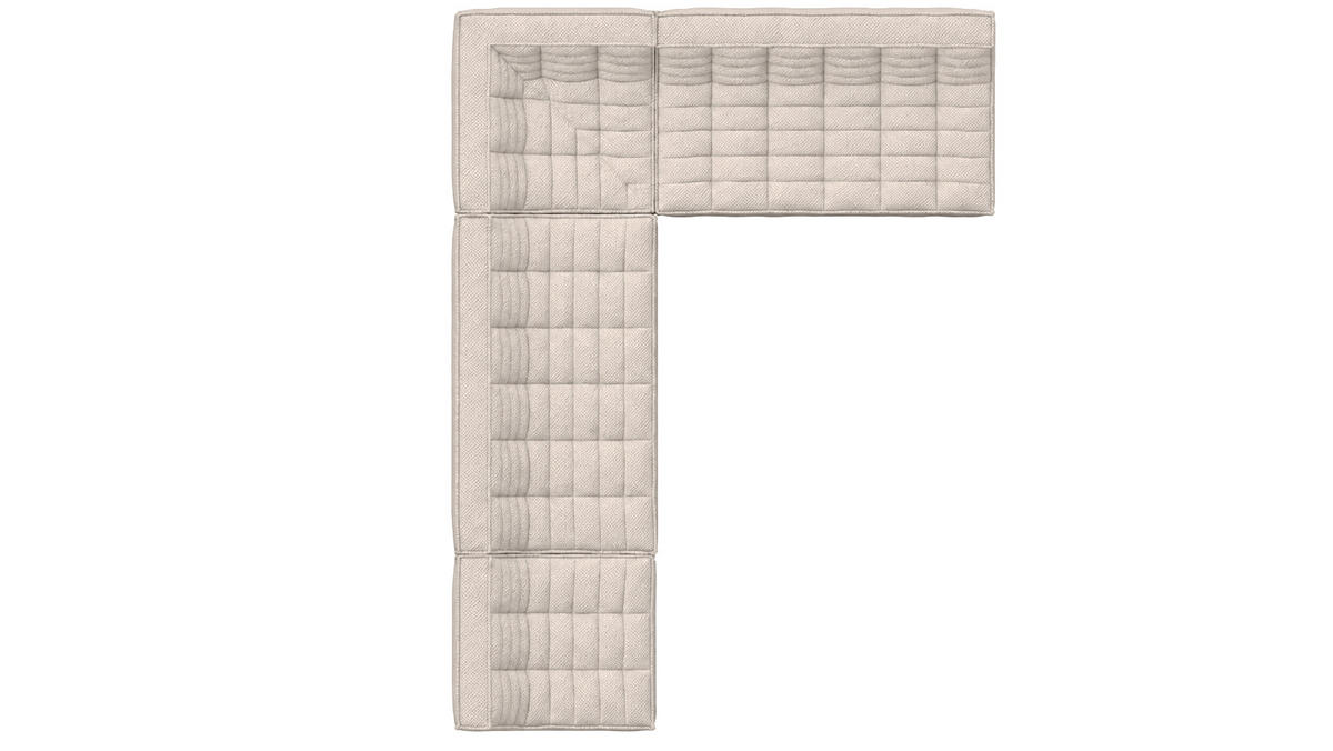 ROHOVÁ SEDAČKA modulární ve tvaru L, plyšová tkanina Pop, Béžová, Levá strana, LAZY L - béžová, dřevo (333/253cm) - Kaiser Möbel