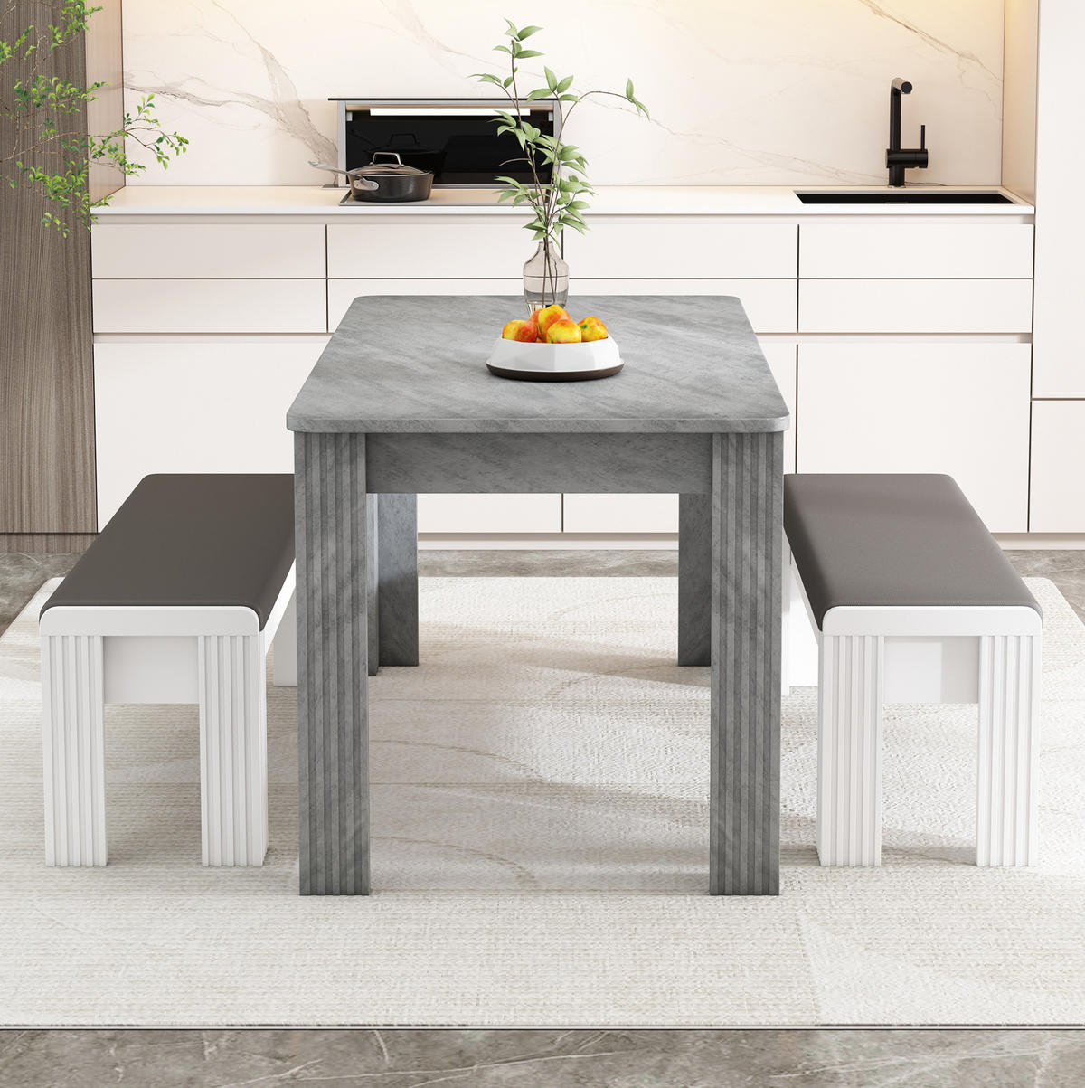 ESSTISCH 65x116x75 cm in Grau aus Spanplatte mit Holzmaserung, modern und stabil - Grau, Holzwerkstoff (65/116/75cm) - Modfu