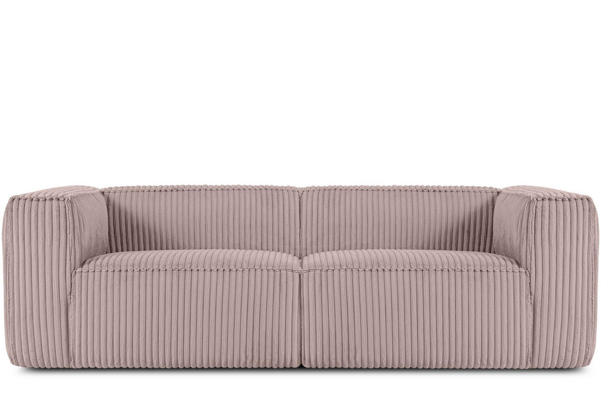 3-SITZER-SOFA FEROX Modern, Cord-Stoff, rosa - Pink, Textil (246/73/96cm) - KONSIMO®