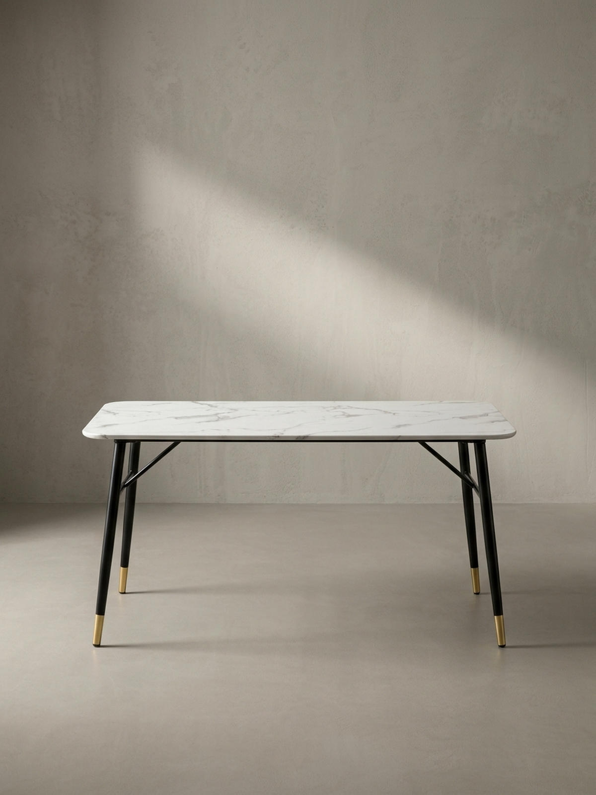 ESSTISCH Marmoroptik Metall Rechteckig Modern Klein, Weiß 160x80x76 cm - Goldfarben/Weiß, Holzwerkstoff/Metall (80/160/76cm) - KADIMA DESIGN