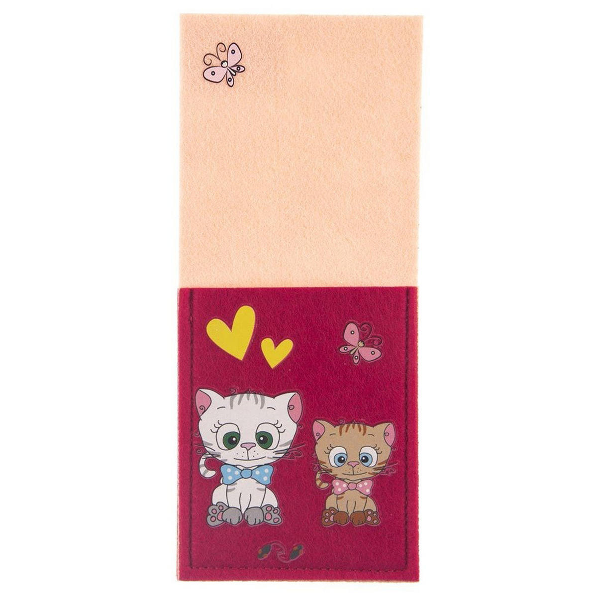 BESTECKHÜLLE KATZE, Filz, rosa, 21 x 9 cm - Pink, Textil (1cm) - Orion 