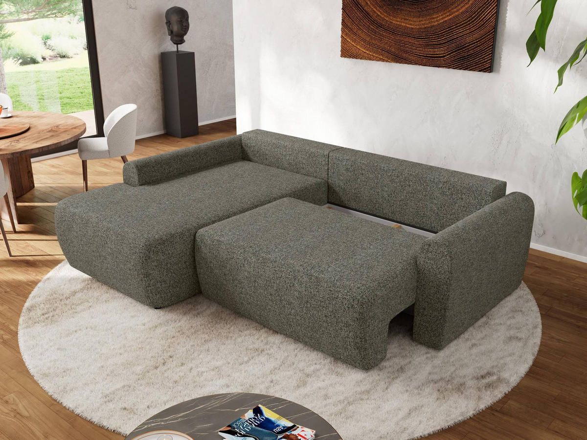 ECKSCHLAFSOFA CUBO L Grau Struktur - links - Schwarz/Grau, Kunststoff/Textil (273/187cm) - MKS