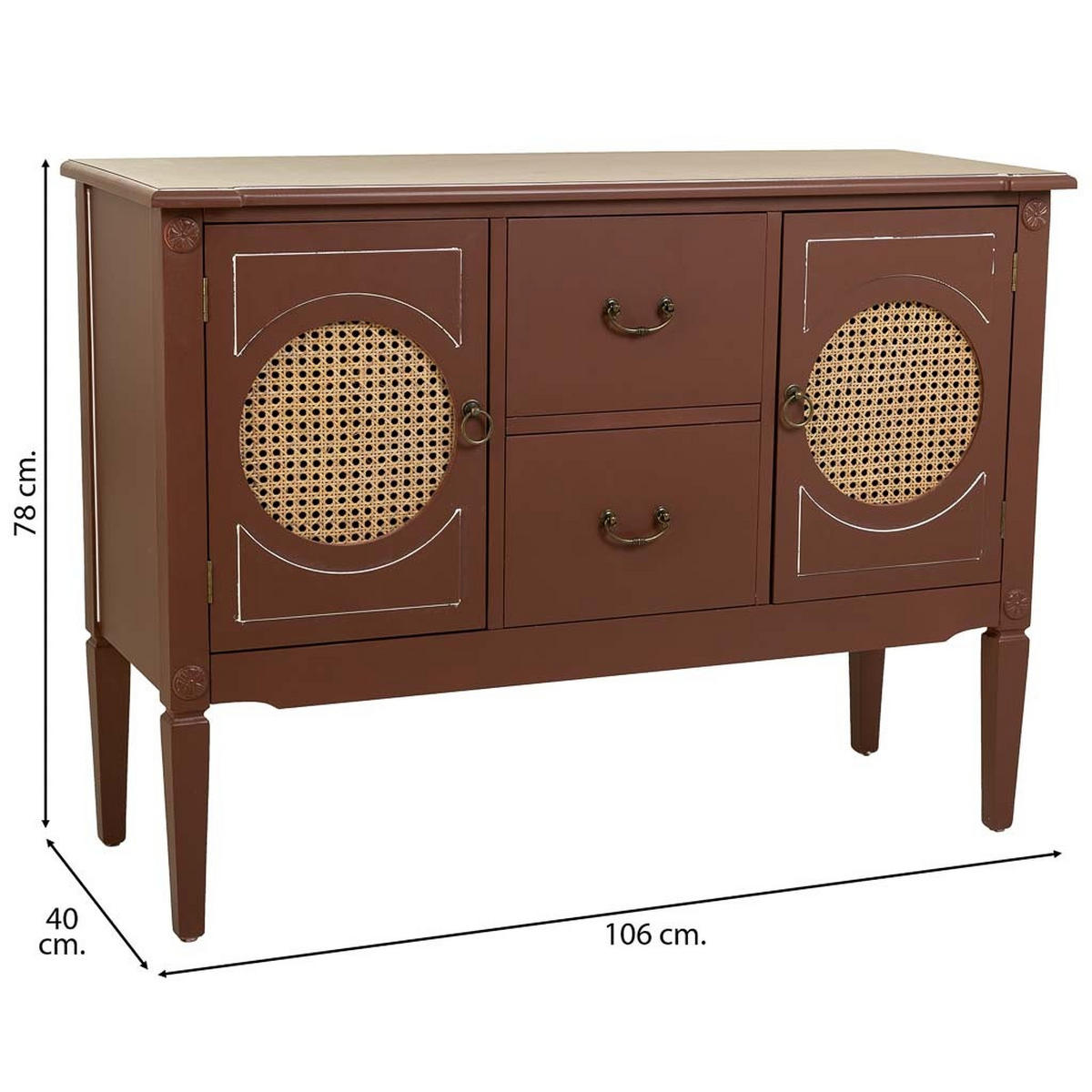 SIDEBOARD Sideboard aus Holz und Rattan braun, 106x40x78 cm - Braun, Holz (106/78/40cm) - Wanderlust