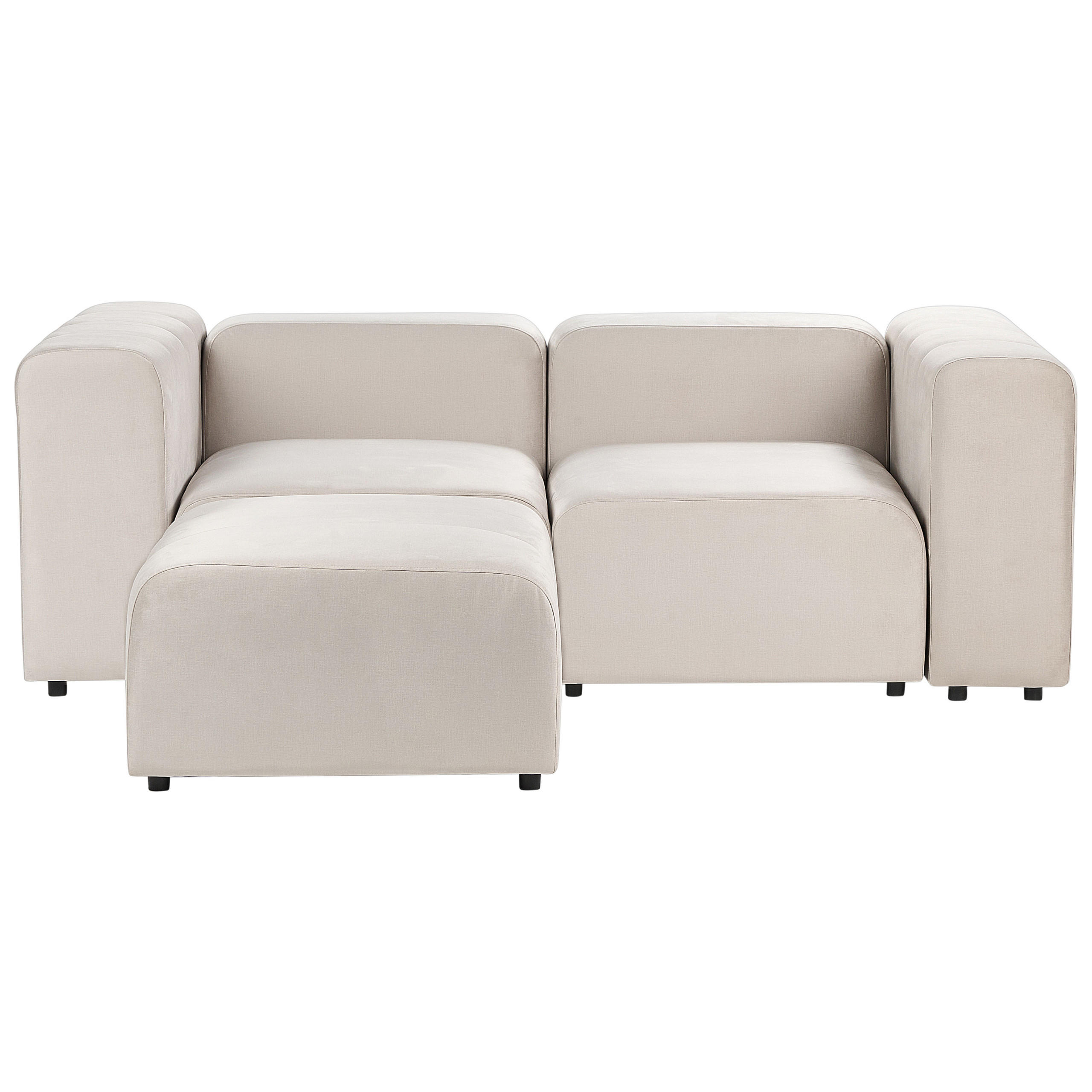2-SITZER-SOFA Samtstoff beige mit Ottomane Falsterbo - Beige, Textil (204/105cm) - Beliani