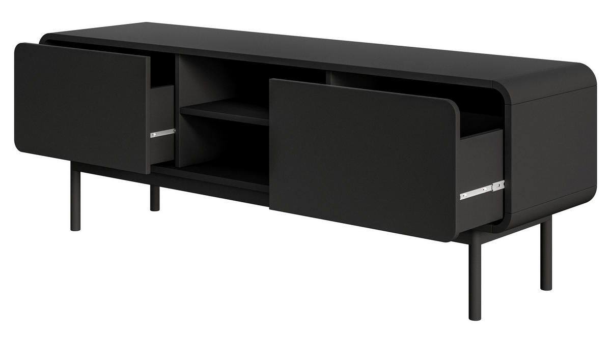 TV-LOWBOARD Oro Schwarz mit 2 Schubladen 154 cm - Schwarz, Holz/Holzwerkstoff (154/53.4/40cm) - Selsey