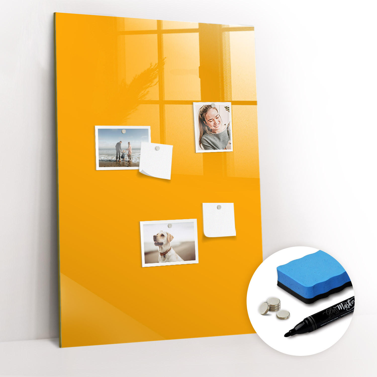 MAGNETTAFEL 60x90 Dunkelgelb schwarzer Marker - Dunkelgelb, Glas (60/0.4/90cm) - TULUP