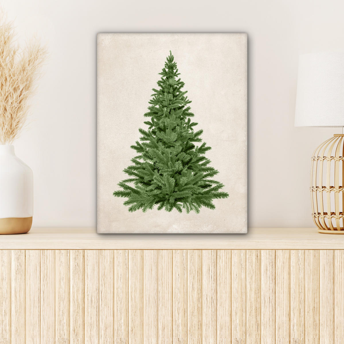 LEINWANDBILD Weihnachtsbaum - Grün - Weihnachten - Feiertage Room Decor 30x40 cm - Olivgrün, Textil (30/40cm) - MuchoWow