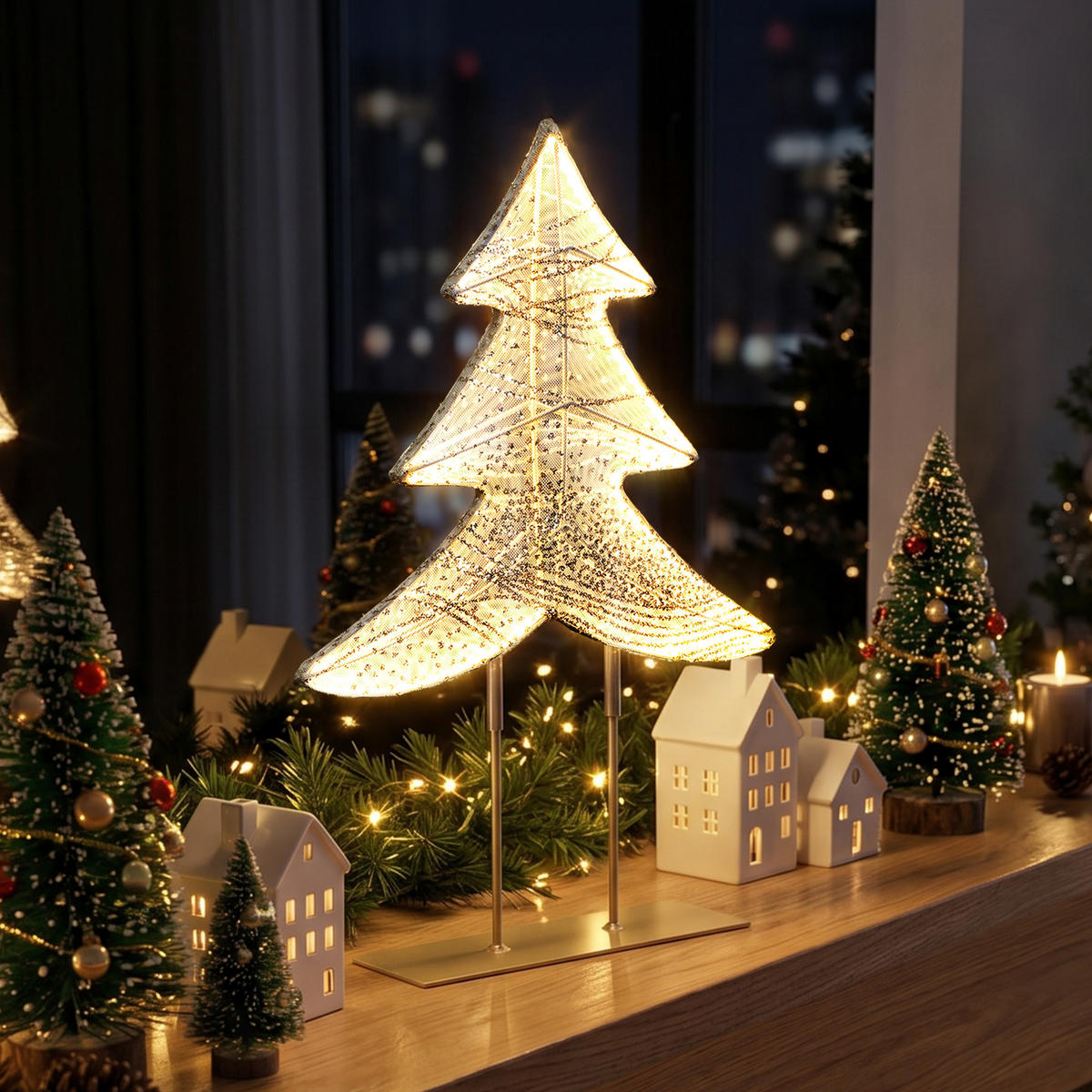 WEIHNACHTSDEKO HTHD0211 - Champagner, Kunststoff/Metall (7/45/31cm) - Hometopia