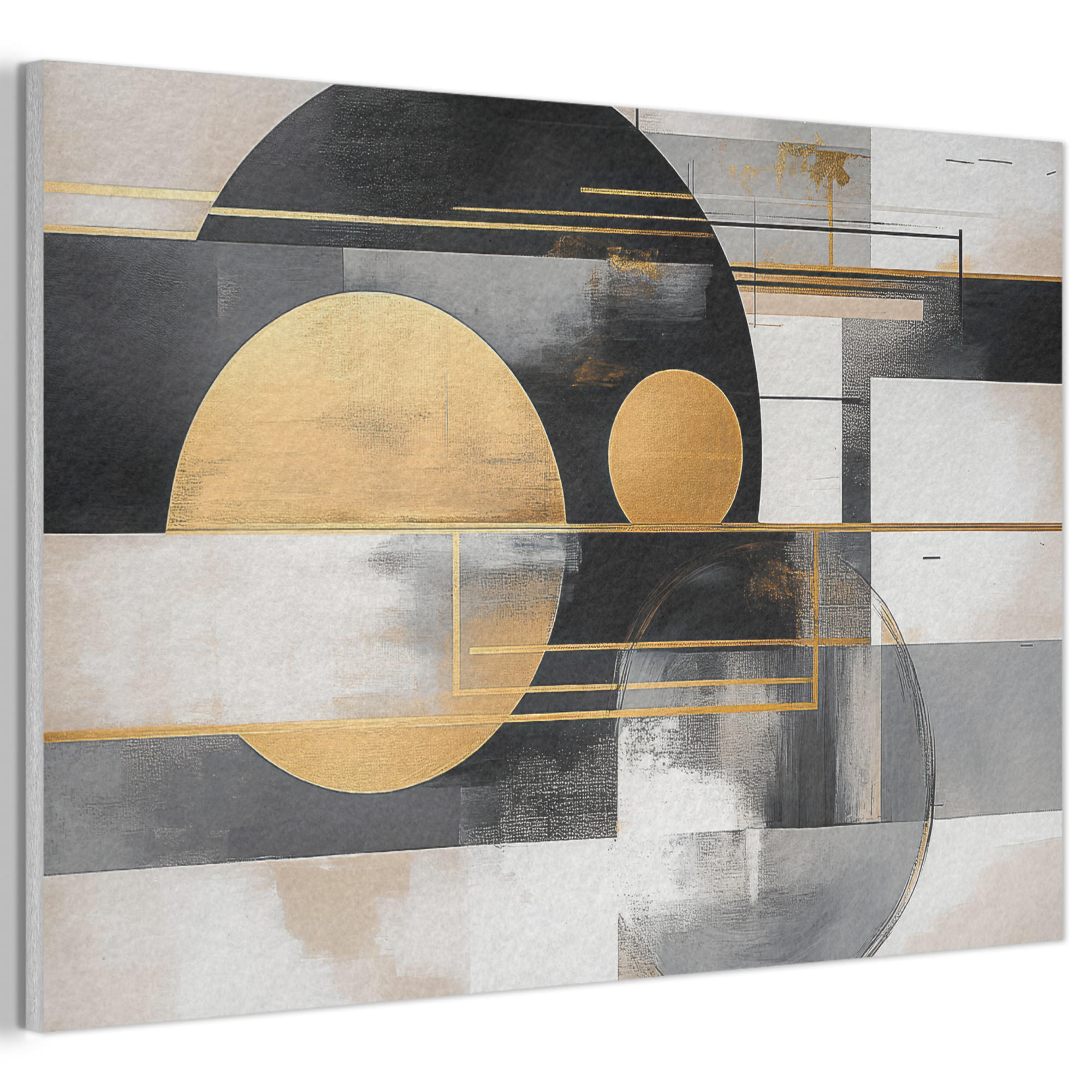 AKUSTIKBILD Abstrakt - Gold - Silber - Formen - Ästhetisch - Modern Akustikpaneele 90x60 cm - Goldfarben, Kunststoff (90/60/0.9cm) - MuchoWow