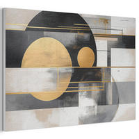 AKUSTIKBILD Abstrakt - Gold - Silber - Formen - Ästhetisch - Modern Akustikpaneele 90x60 cm - Goldfarben, Kunststoff (90/60/0.9cm) - MuchoWow