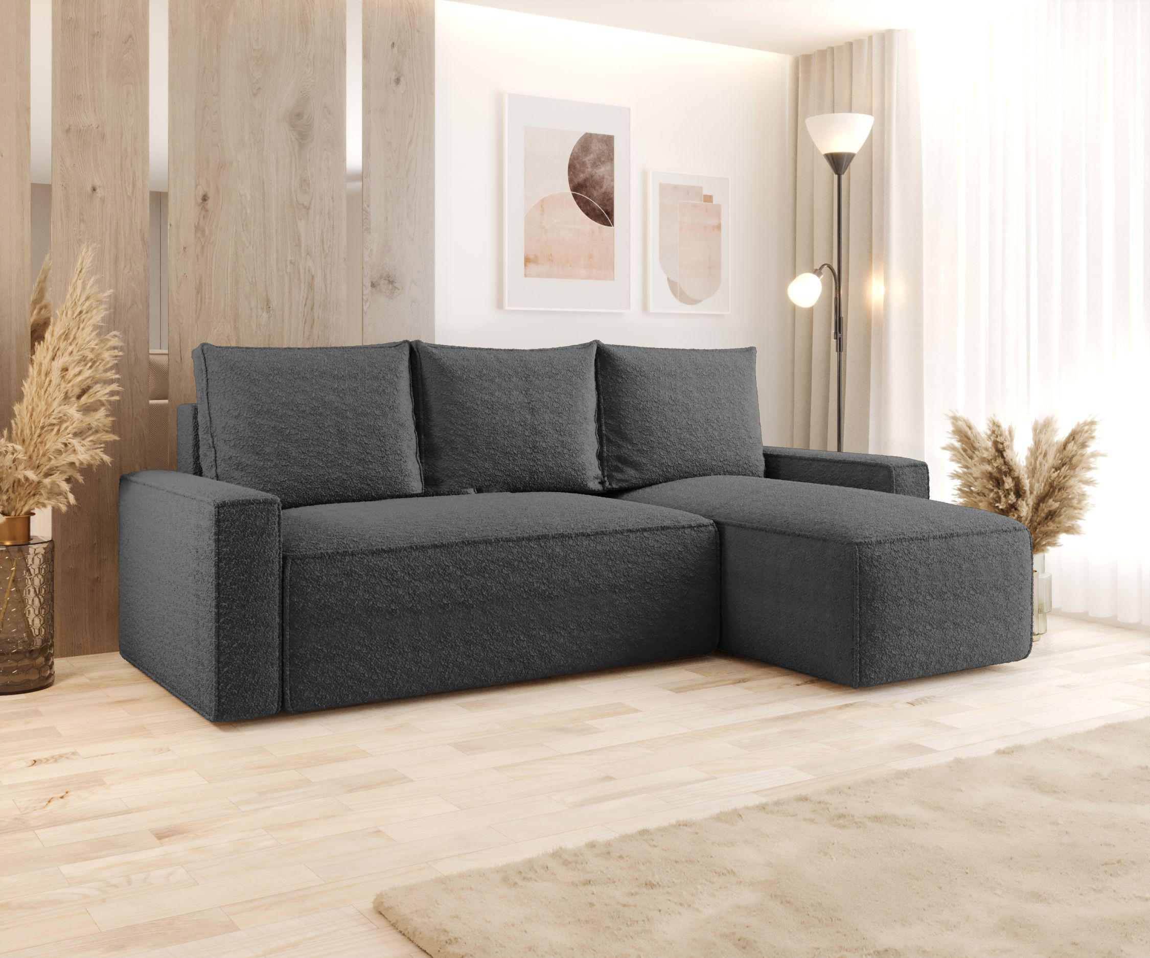 ECKSOFA mit Schlaffunktion SAVIO Quelle 92 Rechts - Dunkelgrau, Textil (232/140cm) - Bedante