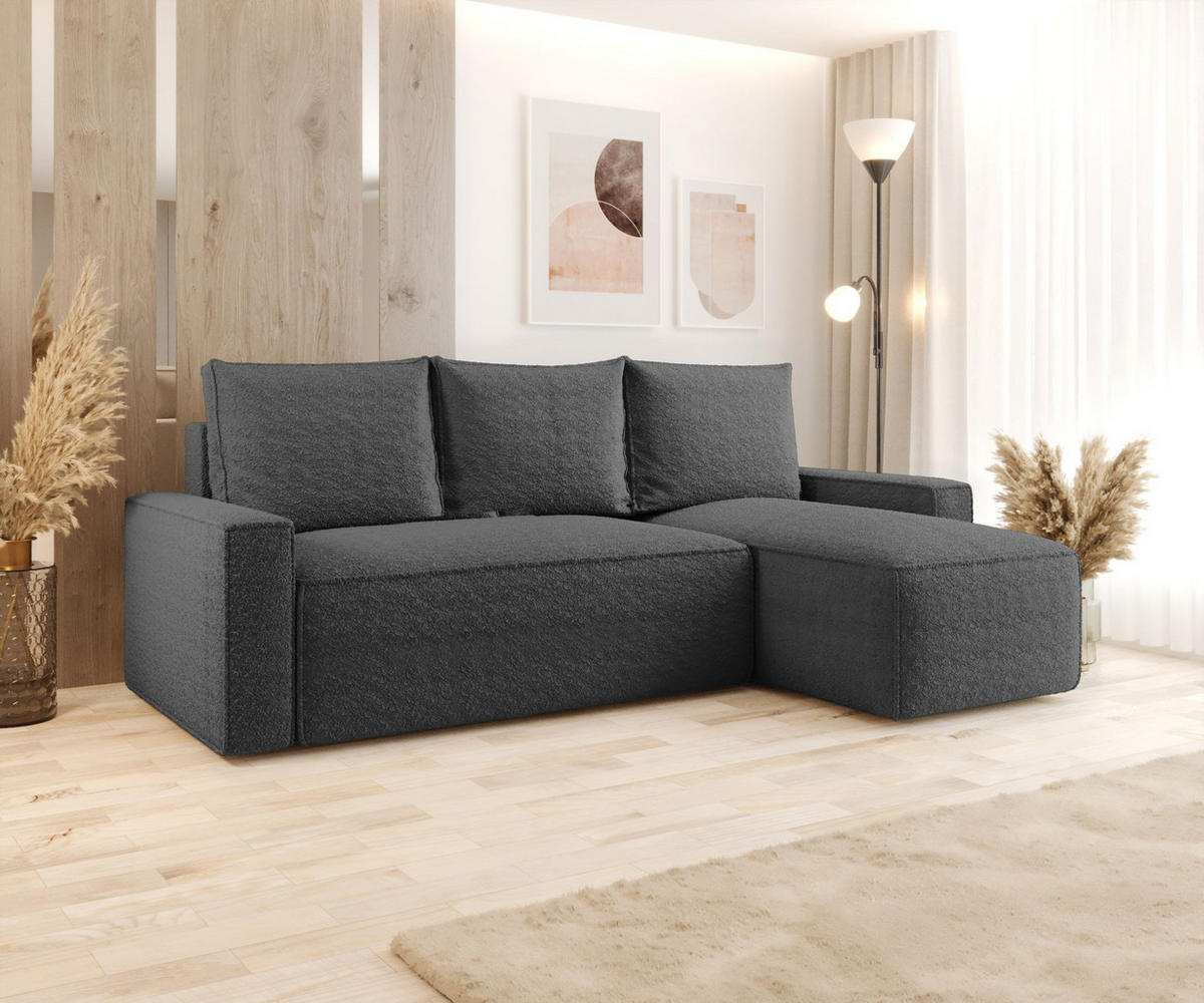 ECKSOFA mit Schlaffunktion SAVIO Quelle 92 Rechts - Dunkelgrau, Textil (232/140cm) - Bedante