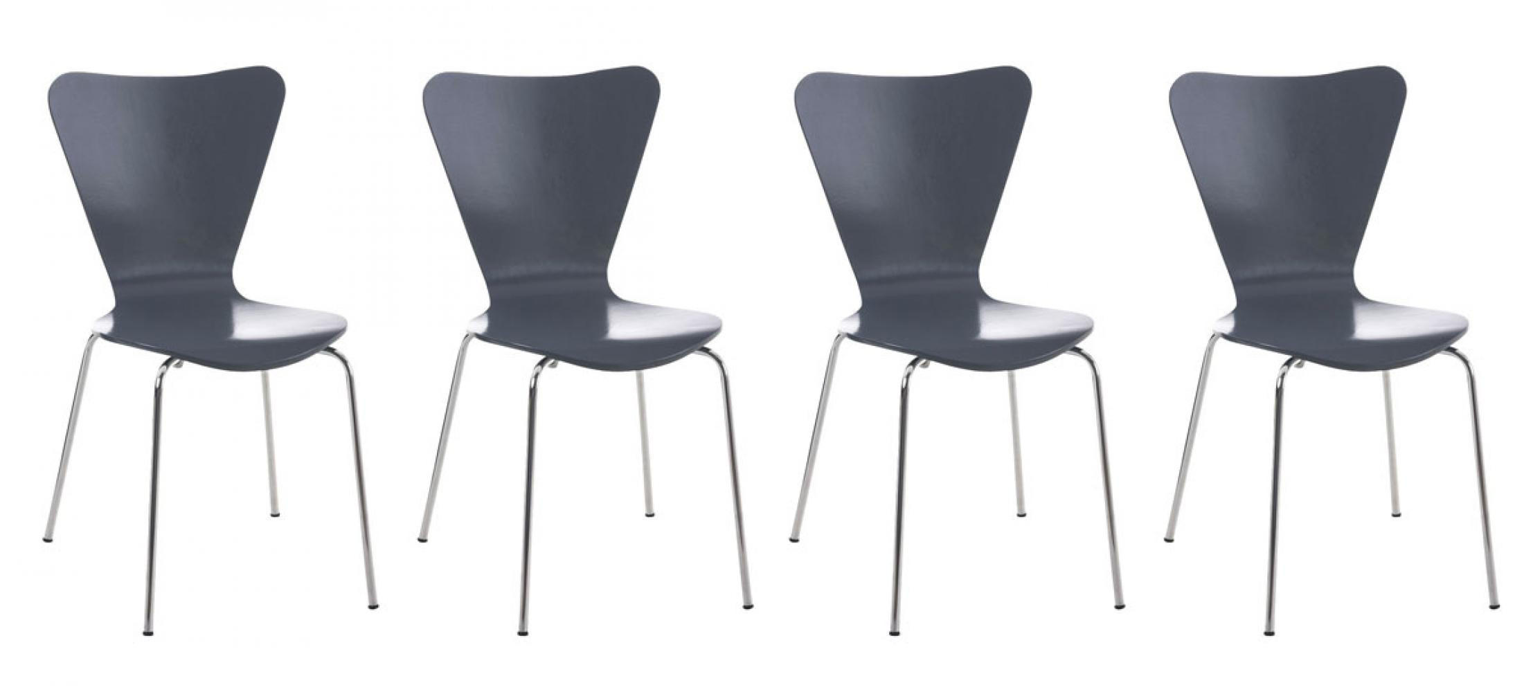 BESUCHERSTUHL 4er Set Holz Grau - Grau, Holz/Metall (45/85/49cm) - CLP