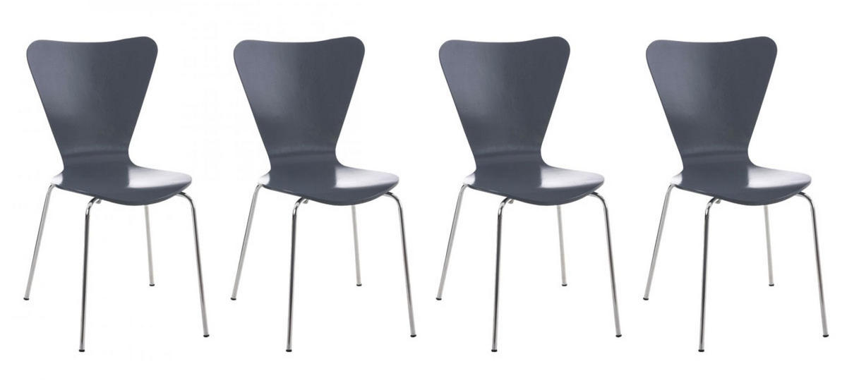 BESUCHERSTUHL 4er Set Holz Grau - Grau, Holz/Metall (45/85/49cm) - CLP