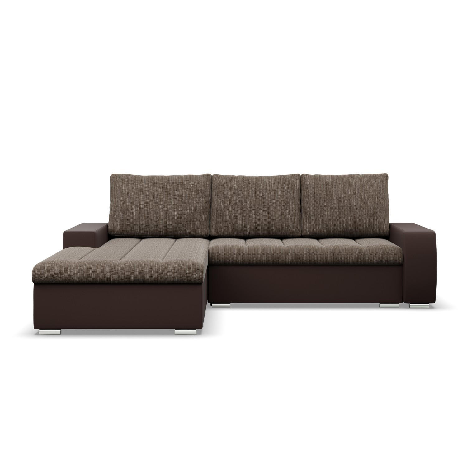 ECKSOFA MIT SCHLAFFUNKTION AURORA LINKS, Braun + Braun - Braun, Textil (243/200cm)