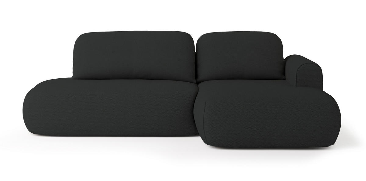 ECKSOFA NUVIRA R-S Schwarz Geflochtener Stoff mit Schlaffunktion - Schwarz, Holz (274/165cm) - MASSENO