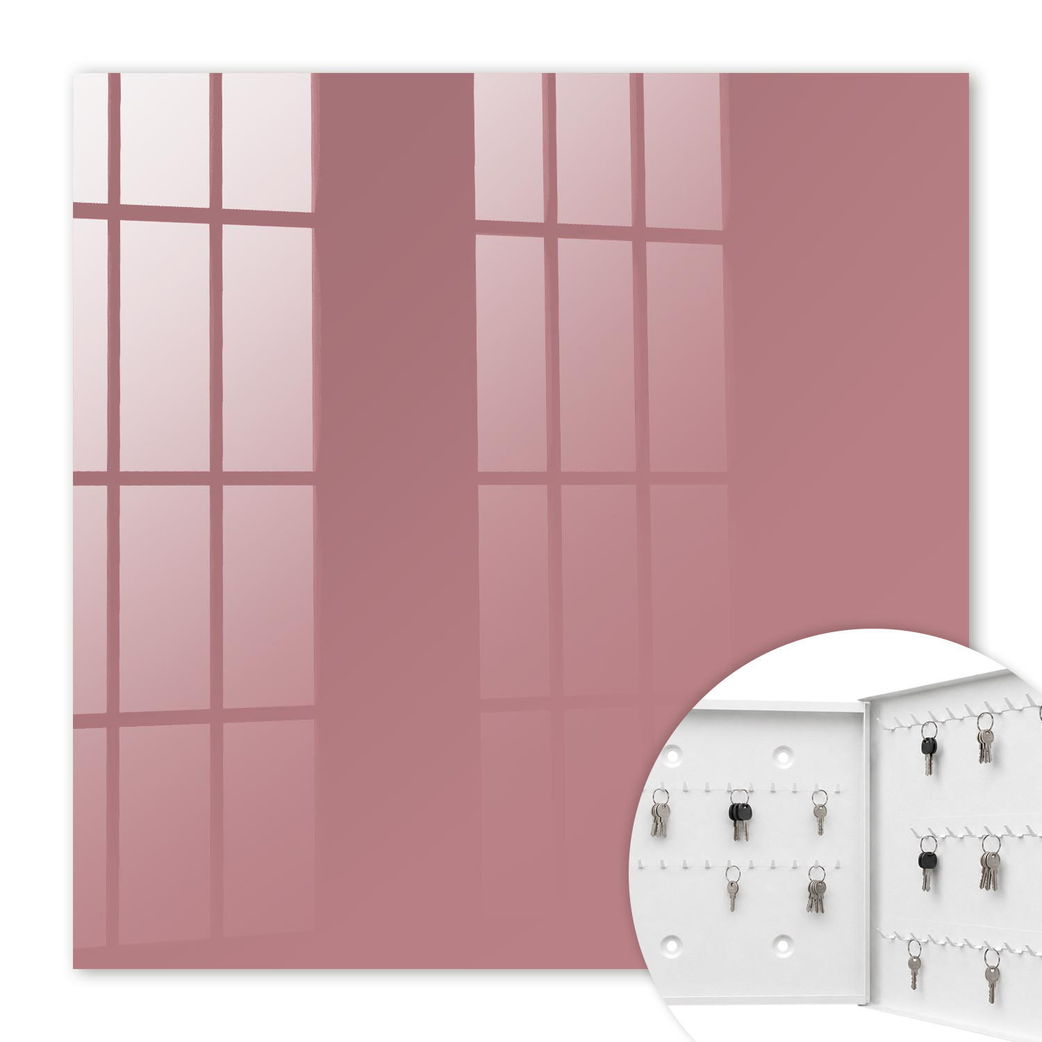 SCHLÜSSELBOX Weiß 30x30 cm – Türöffnung nach rechts - Altrosa - Pink, Metall (30/30/5cm) - TULUP