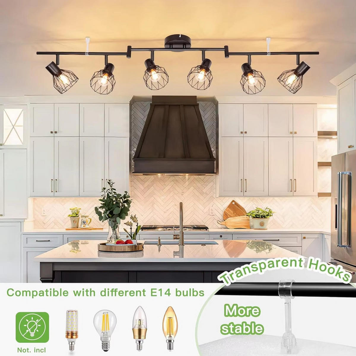 E14 LED-DECKENSTRAHLER 117 cm Schwarze Deckenleuchte - Schwarz, Kunststoff (117/11/19cm) - Coonoor