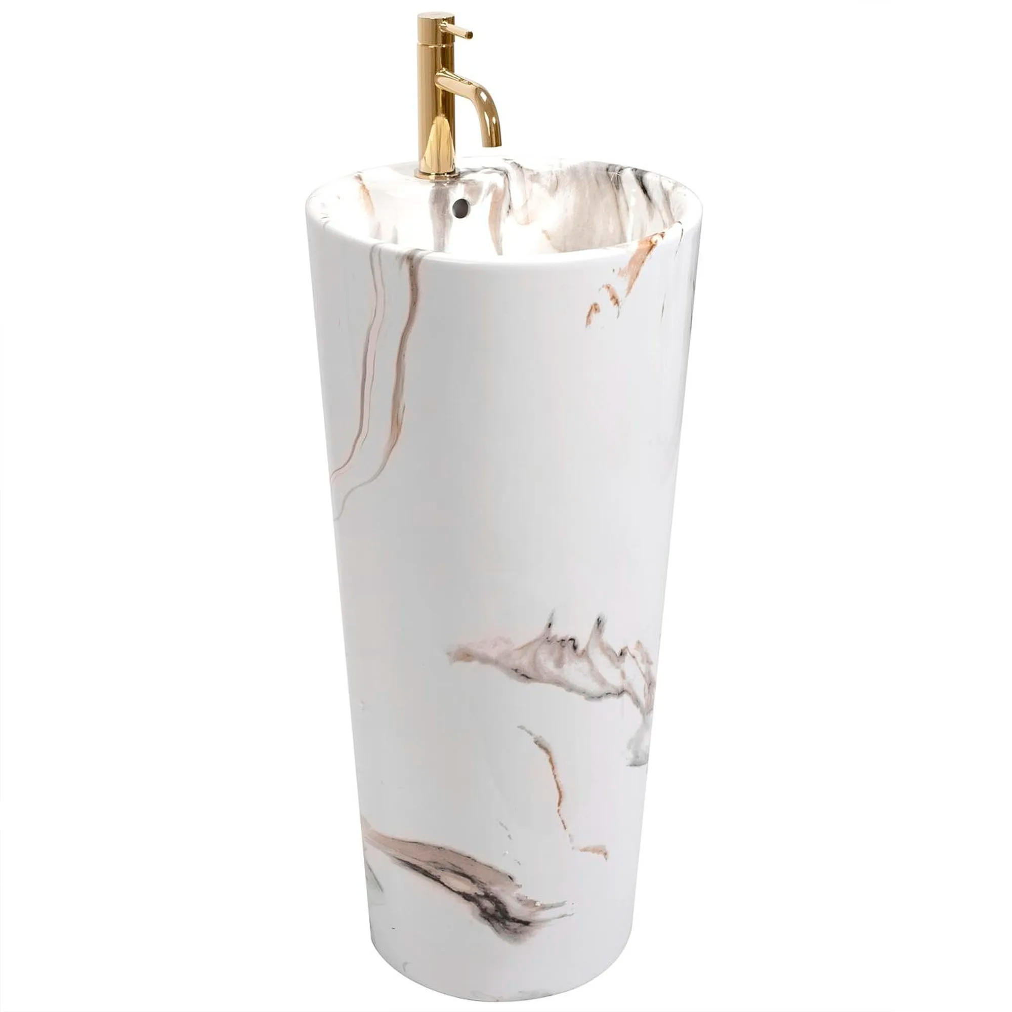 STANDWASCHBECKEN Rea Blanka Marble - Weiß, Keramik (40/85/40cm) - REA