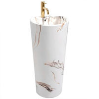 STANDWASCHBECKEN Rea Blanka Marble - Weiß, Keramik (40/85/40cm) - REA