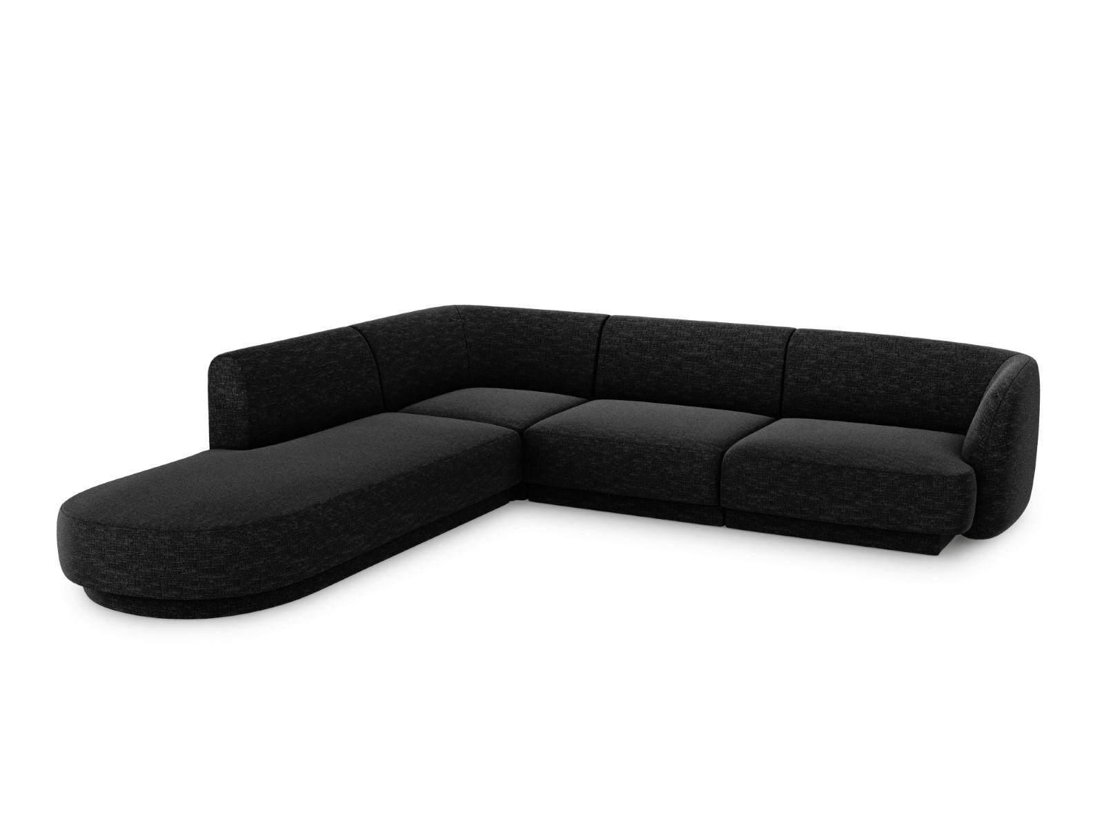 ECKSOFA links Miley aus Chenille-Stoff schwarz 6 Sitzplätze - Schwarz, Textil (248/255cm) - Micadoni