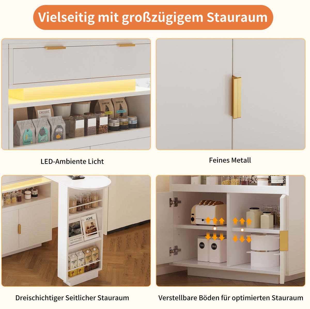 STEHTISCH ausziehbar 115-183 x 40 x 99,5 cm Weiß mit Stauraum - Weiß, Holz (40/99.5/115cm) - Beauniv