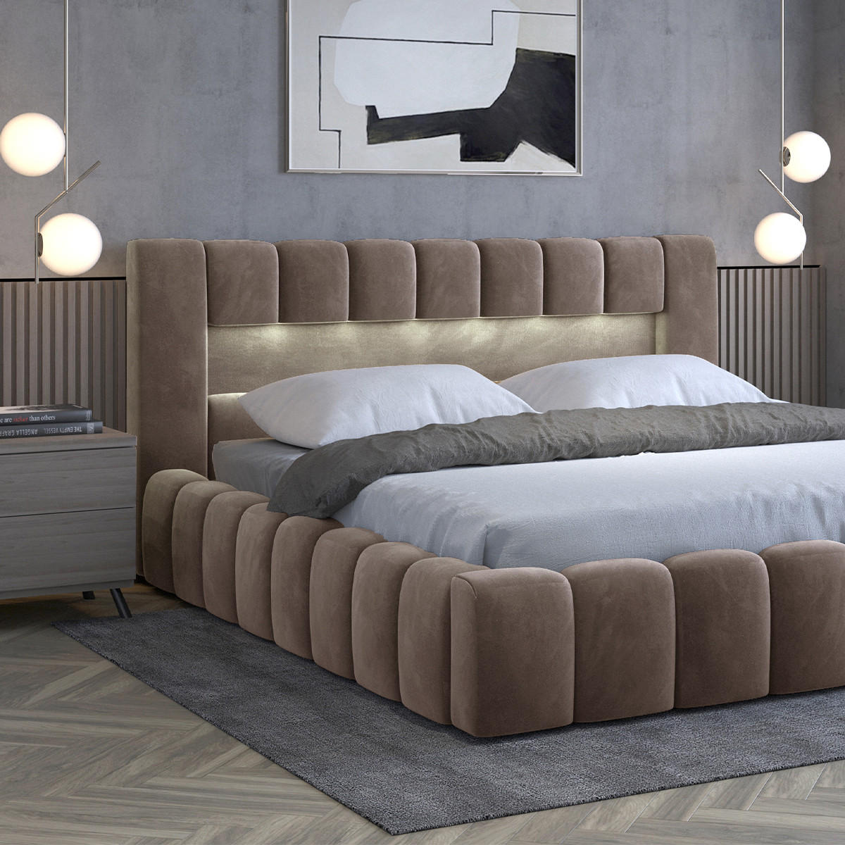 BOXSPRING KREVET 160/200 Auria Smeđi - smeđa, drvo (160/200cm) - Petits-meubles