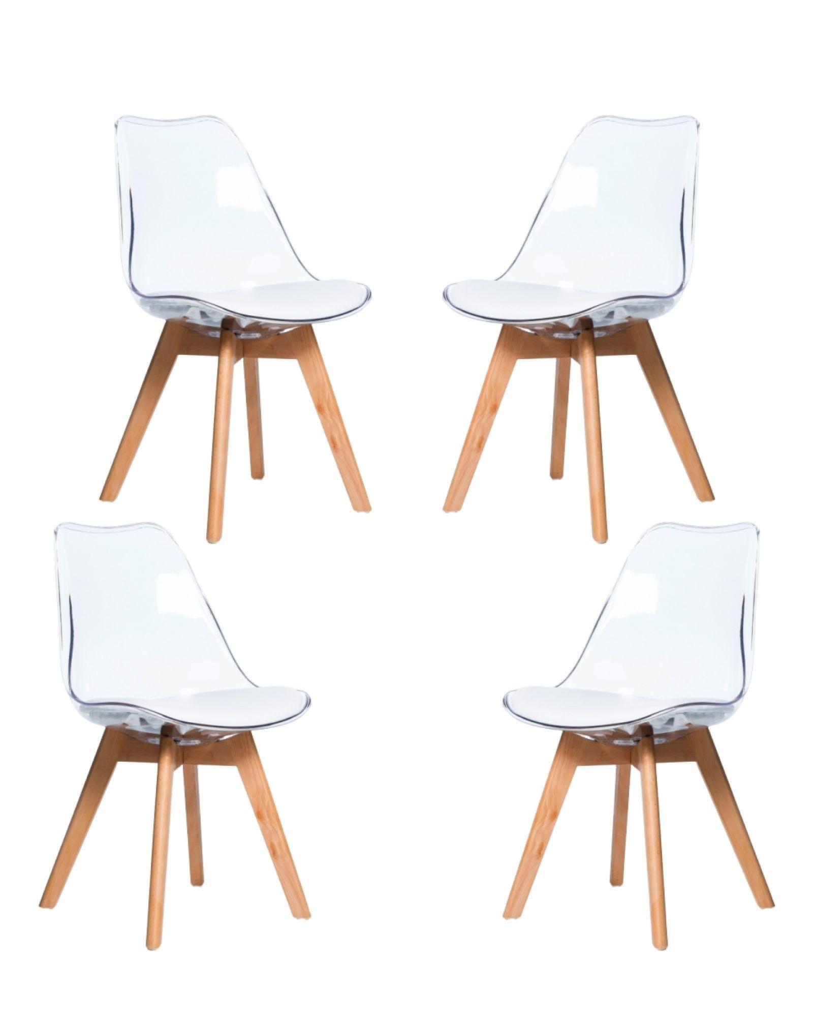 STÜHL-SET 4 Stück Kunststoff Transparent - Transparent, Kunststoff (49/80/55cm) - Nest Dream