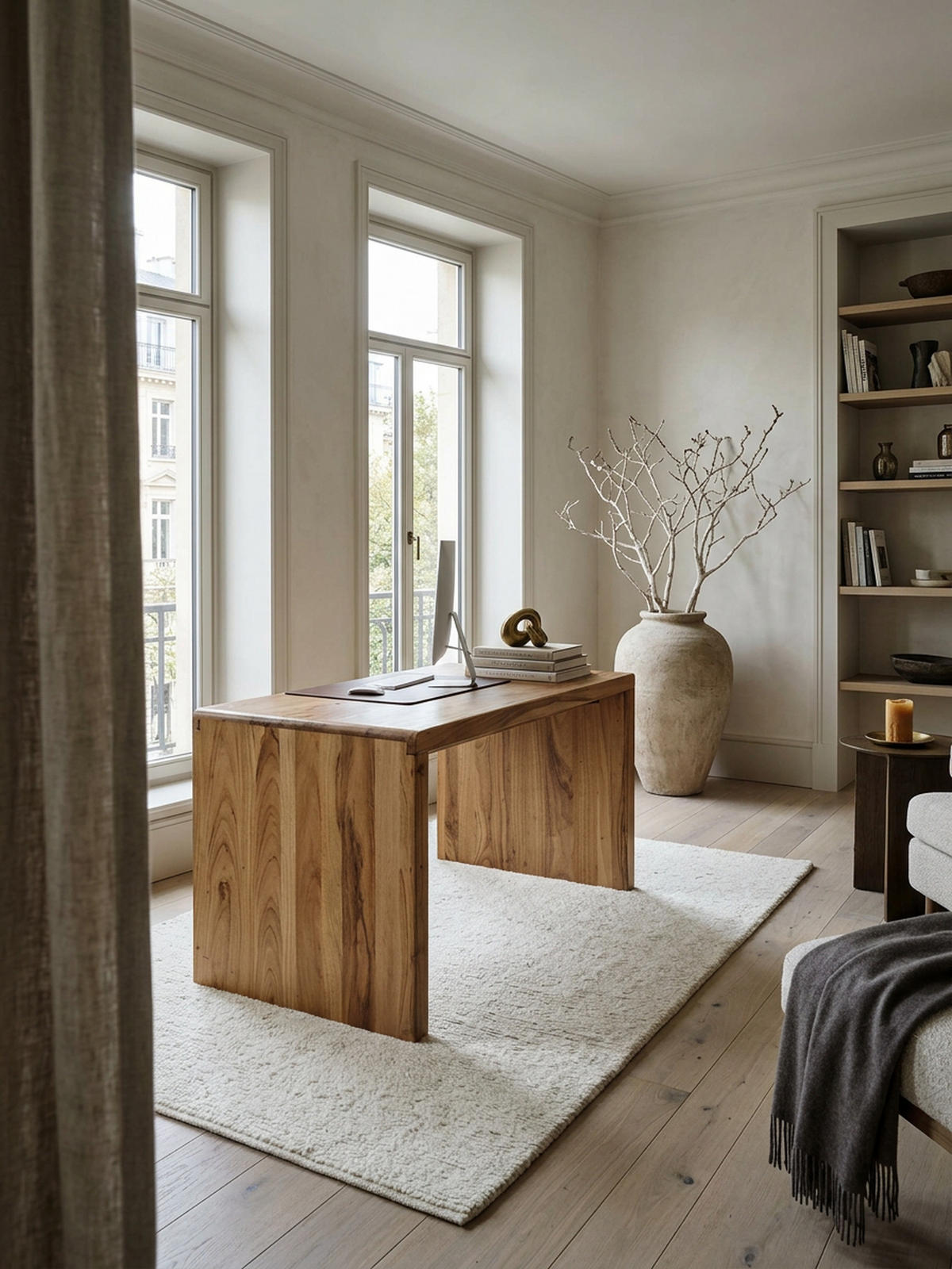 SCHREIBTISCH Massivholz Stauraum Abgerundete Ecken, Beige 140x80x76 cm - Beige, Holz (80/140/76cm) - KADIMA DESIGN