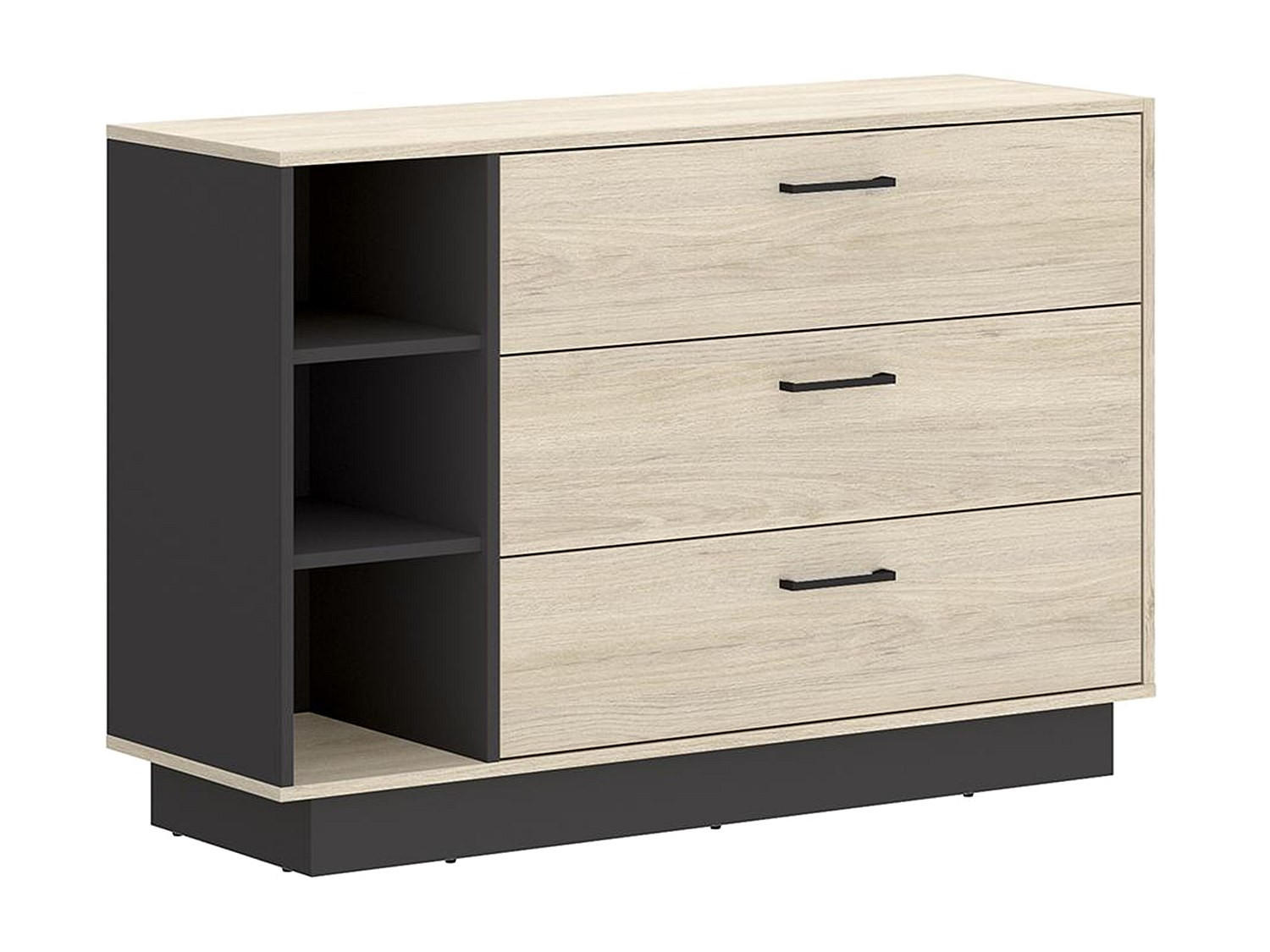 KOMMODE - 118.5 cm x 40 cm - holz - anthrazitgrau, naturfarben hell Leandre - Anthrazit/Naturfarben, Holz (118/80/40cm) - Vente-Unique