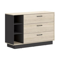 KOMMODE - 118.5 cm x 40 cm - holz - anthrazitgrau, naturfarben hell Leandre - Anthrazit/Naturfarben, Holz (118/80/40cm) - Vente-Unique