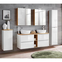 BADMÖBEL-SET 5-TLG. Toskana-56 - Weiß, Holzwerkstoff (250/190/46cm) - Lomado