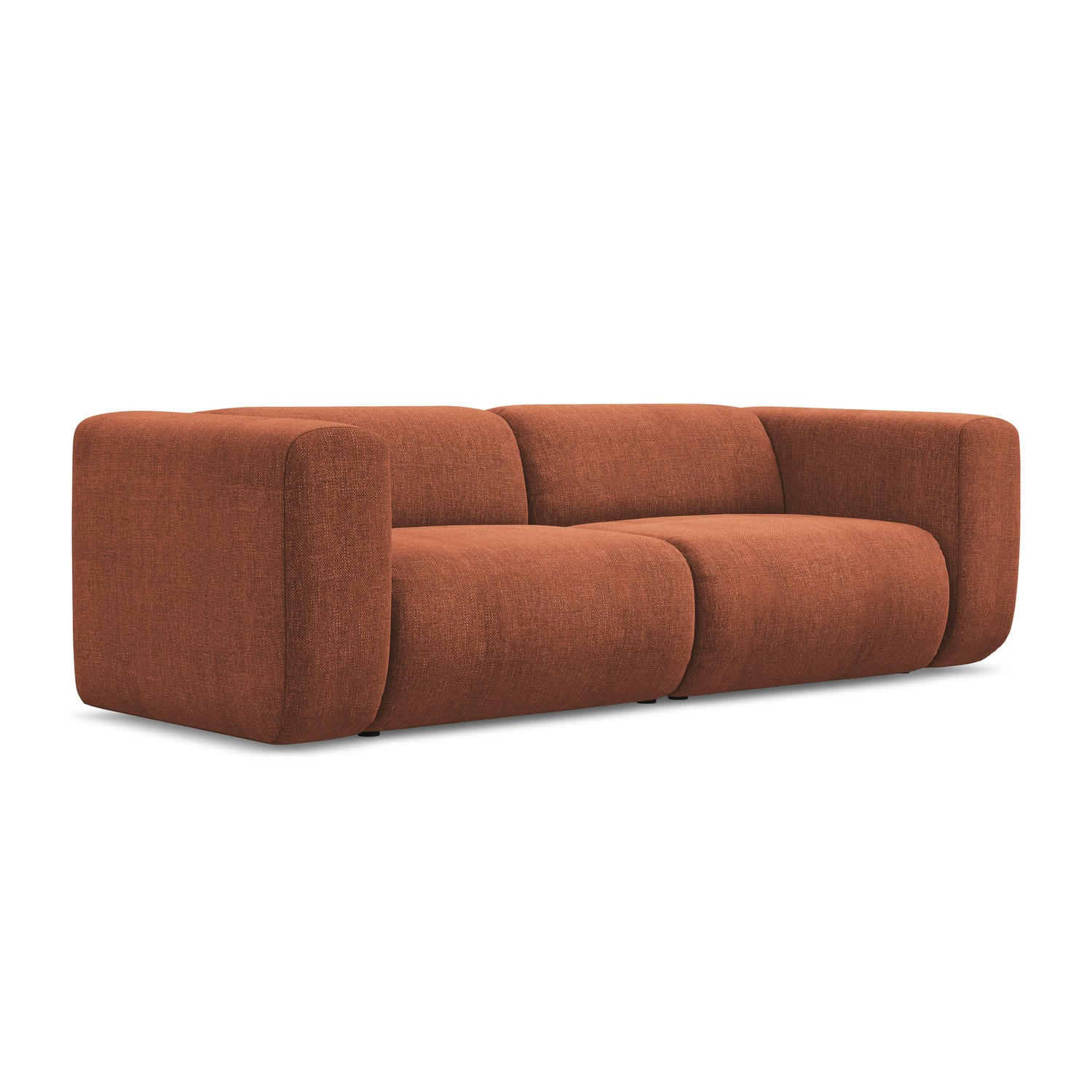 3-SITZER SOFA Chenille Stoff Orange - Terracotta/Schwarz, Kunststoff/Textil (228/70/89cm) - LaMiaSofa