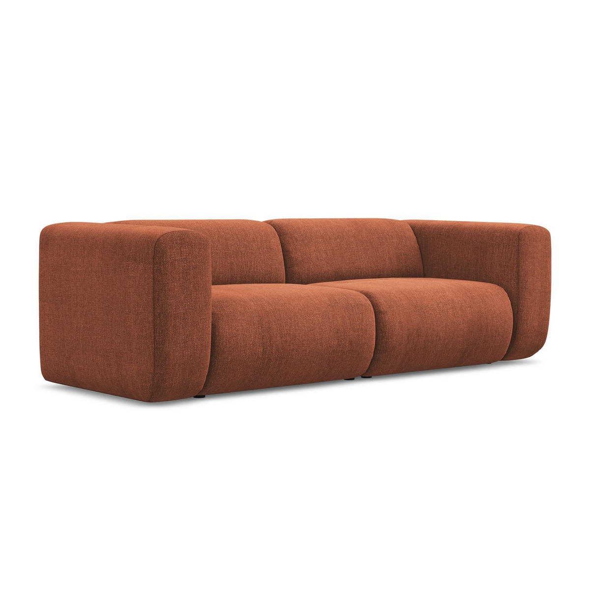 3-SITZER SOFA Chenille Stoff Orange - Terracotta/Schwarz, Kunststoff/Textil (228/70/89cm) - LaMiaSofa