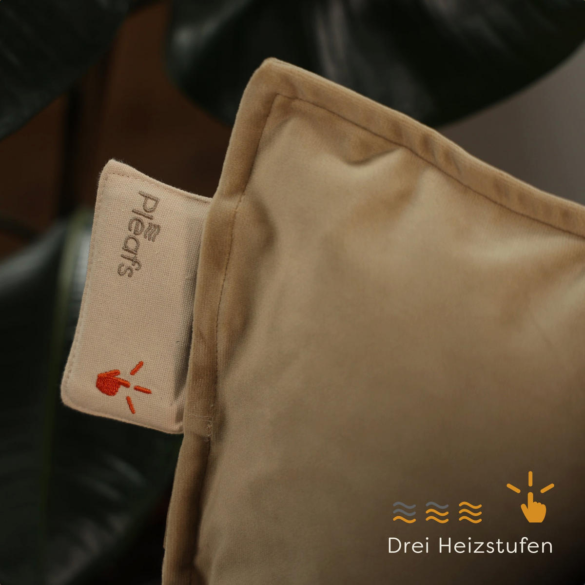 HEIZKISSEN Plush 45x45cm Crewel Tan - Beige, Textil (45/45cm) - Pleafs