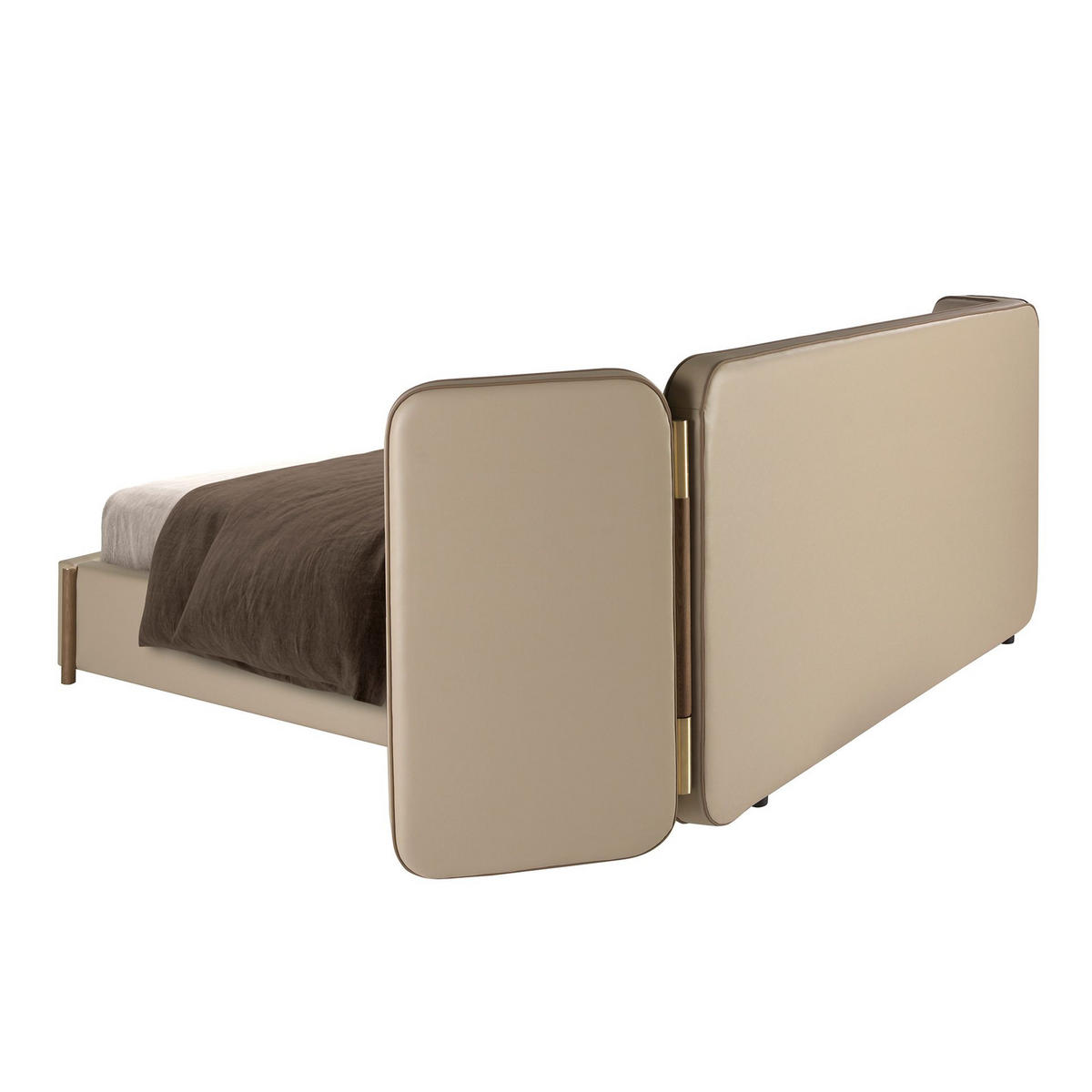 BETT Bett aus Kunstleder in der Farbe Mink 341/227/106 cm - Fango/Walnussfarben, Leder/Holz (180/200cm) - ANGEL CERDA