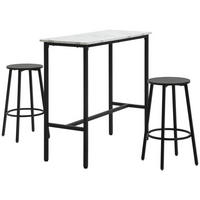 BARTISCH-SET, Stahl, Weiß+Schwarz - Weiß, Metall (40/90/100cm) - HOMCOM