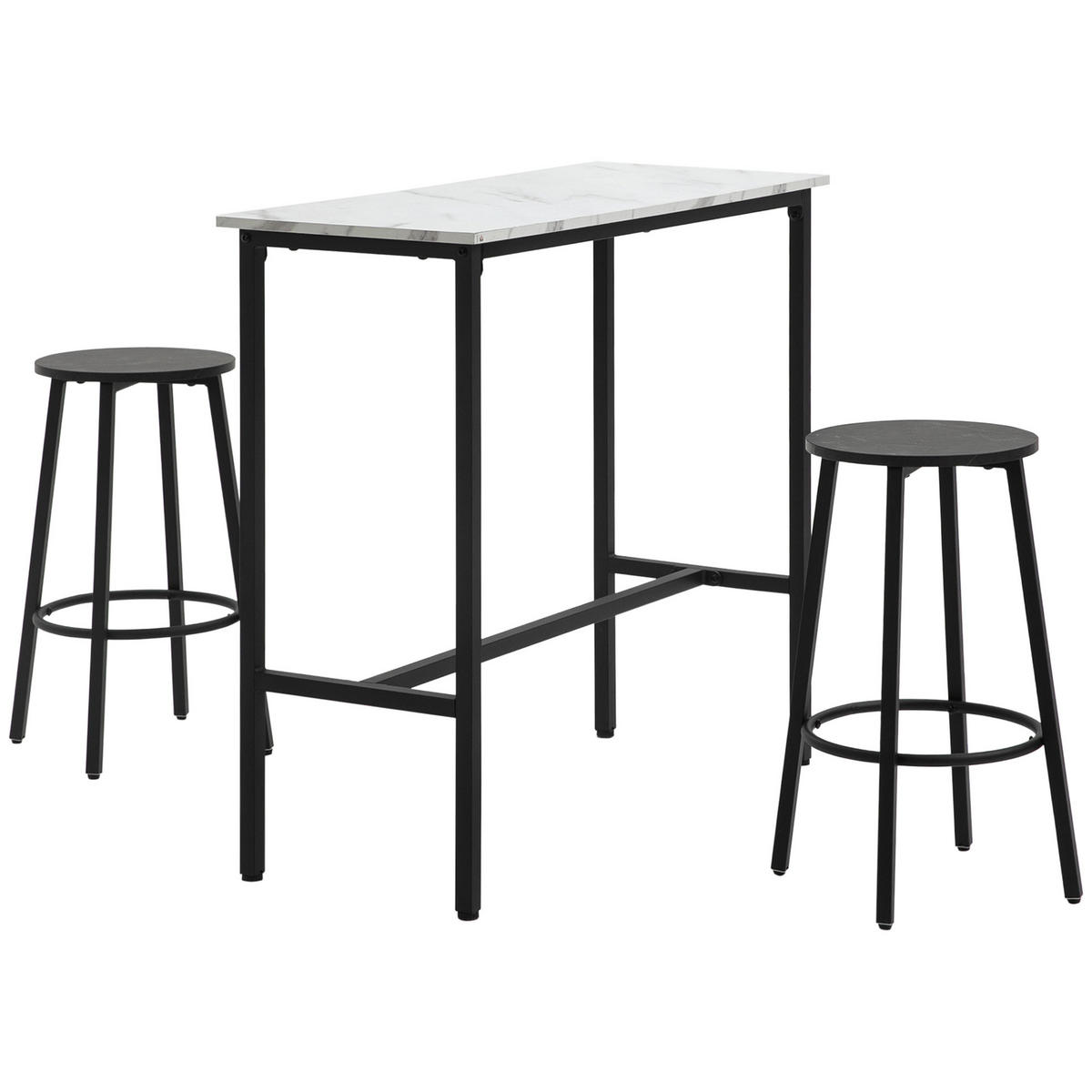 BARTISCH-SET, Stahl, Weiß+Schwarz - Weiß, Metall (40/90/100cm) - HOMCOM
