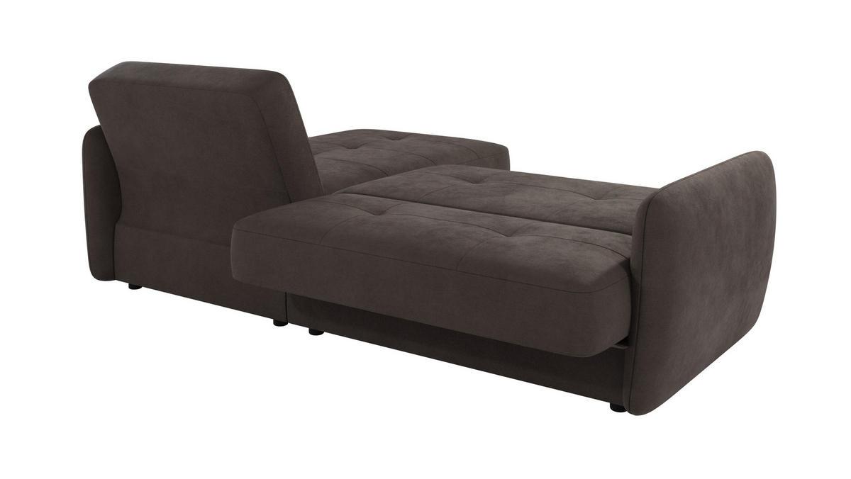 ECKSOFA Lupo Braun - Khaki Mikrofaser - Dunkelbraun/Schwarz, Holz/Kunststoff (232/147cm) - S-Style Möbel