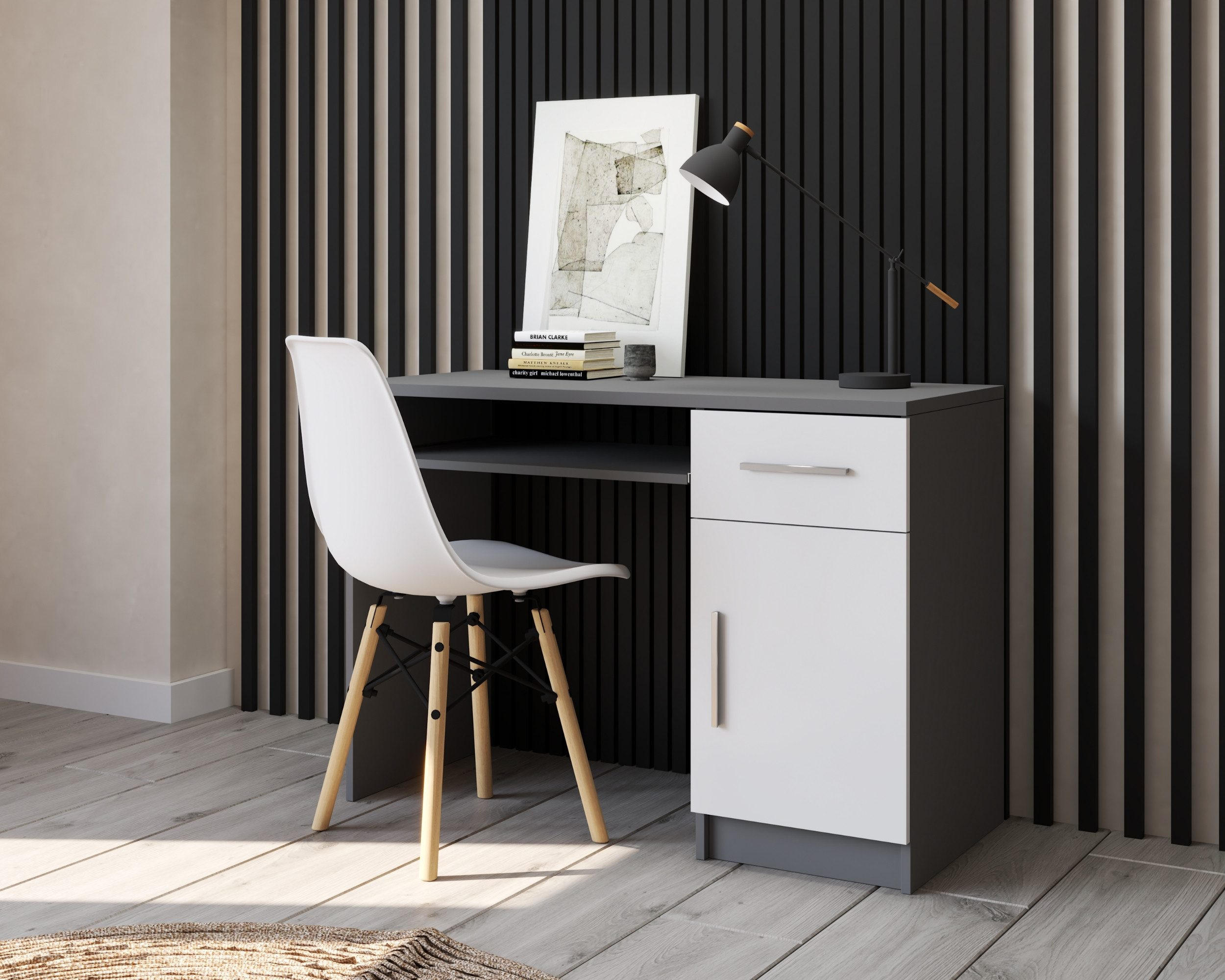 Thumbnail - Deine Möbel 24 Kinderschreibtisch, Weiß, Grau, Holzwerkstoff, 110x76x50 cm, Arbeitszimmer, Schreibtische, Jugend- & Kind...