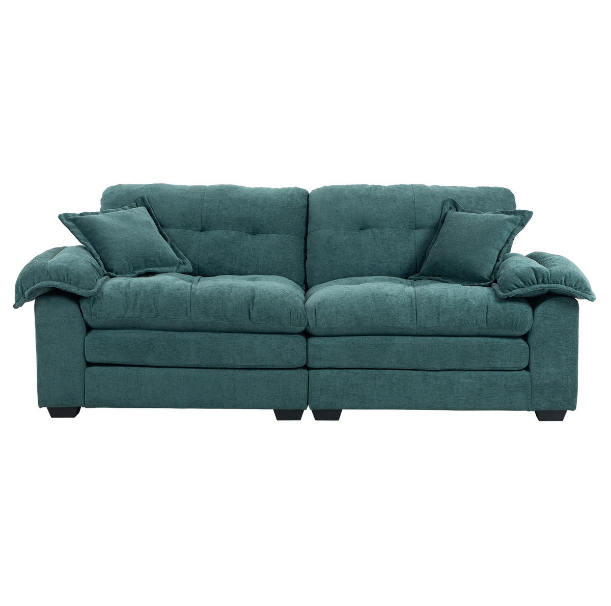 SOFA s tapeciranjem, 214/89/93 cm zelena, chenille, dvosjed s dubokim sjedištem - zelena, tekstil (90/87.6/215cm) - BEAOK