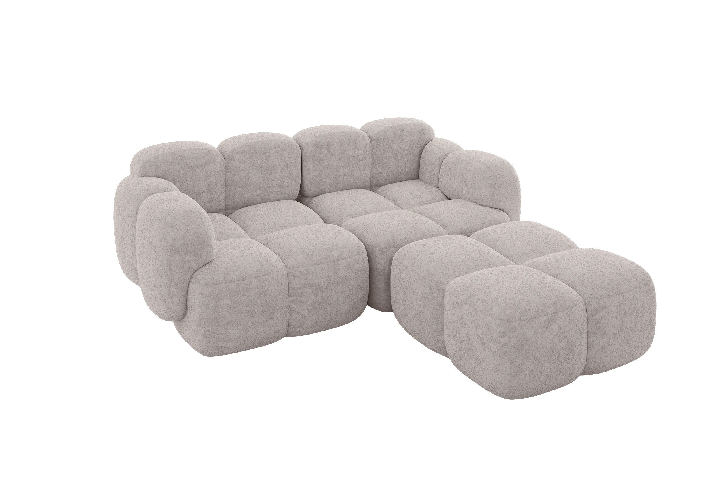 ECKSOFA modulares Sofa Rechts Miko-L1 214x205x75 Hellgrau Velours - Hellgrau/Schwarz, Holzwerkstoff/Kunststoff (214/205cm) - ALTDECOR