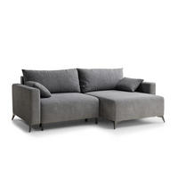 ECKSOFA MIT SCHLAFFUNKTION Leon Grau Webstoff - Schwarz/Grau, Holz/Holzwerkstoff (239/148cm) - Maison de Reve