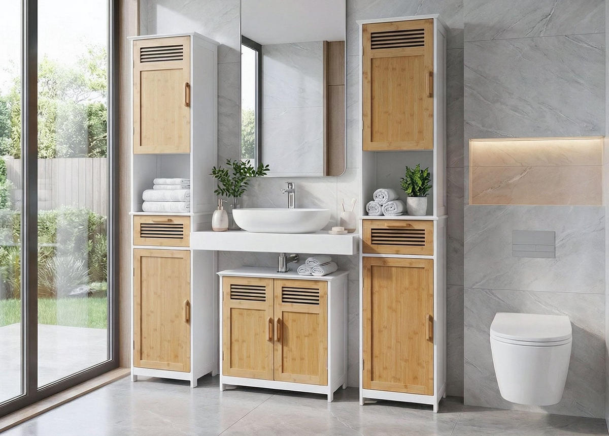 BADEZIMMERSET Braun 3-tlg.-Set - Braun, Holz (40/180/31cm) - MCW