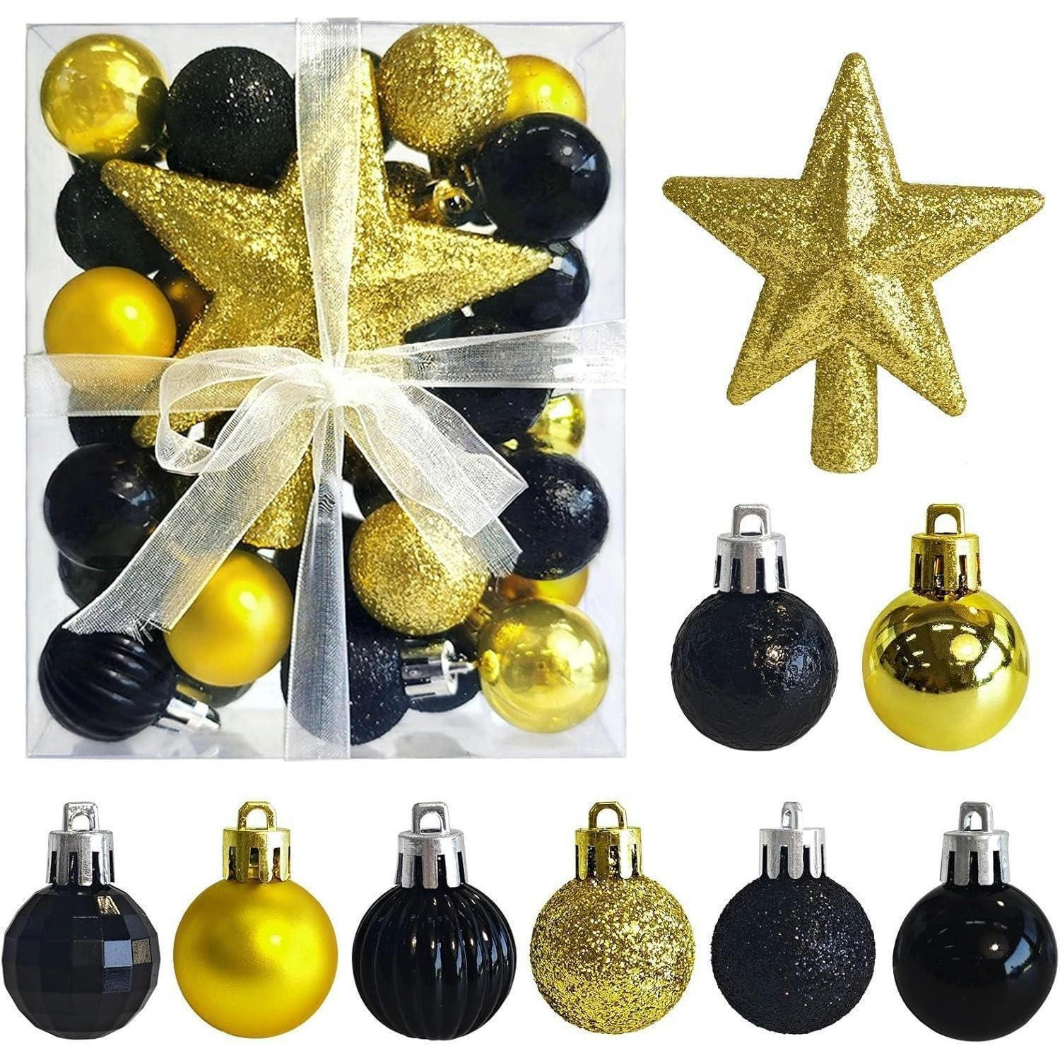 WEIHNACHTSKUGELN 30-teiliges Set Schwarz Gold 3 cm - Multicolor, Kunststoff (3/3/3cm)