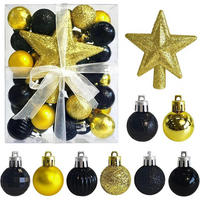 WEIHNACHTSKUGELN 30-teiliges Set Schwarz Gold 3 cm - Multicolor, Kunststoff (3/3/3cm)