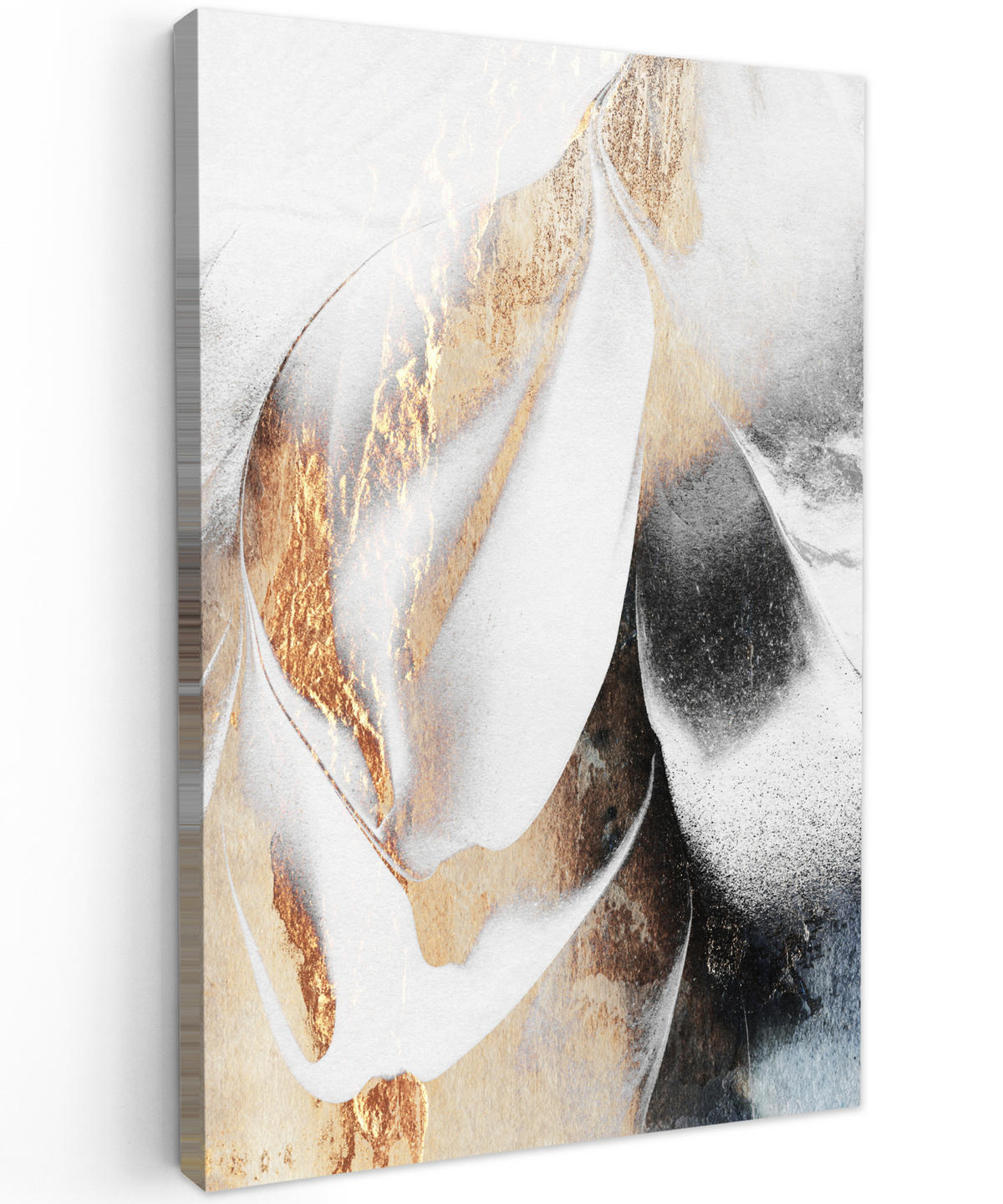 LEINWANDBILD Luxus - Abstrakt - Gold - Weiß 90x140 cm - Goldfarben, Textil (90/140cm) - MuchoWow