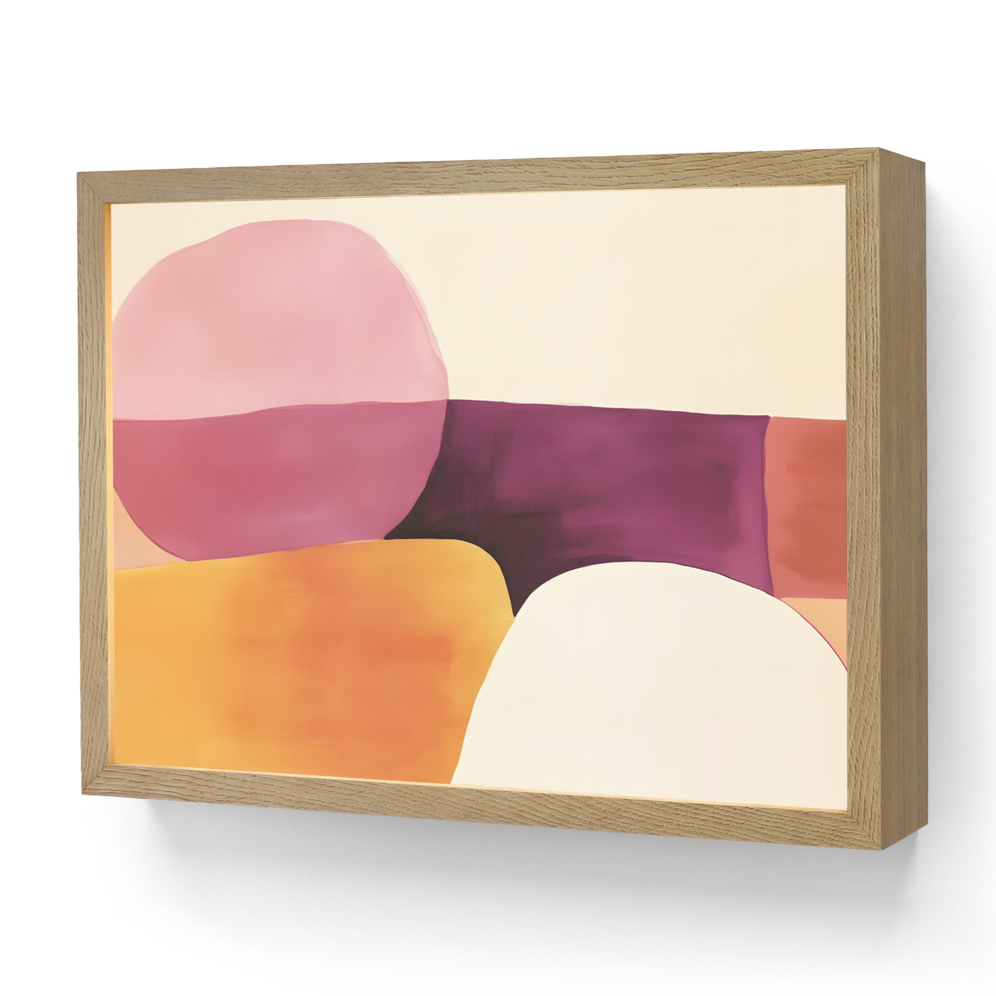 NÁSTĚNNÁ LAMPA S AKUMULÁTOREM Tvary - abstraktní - barevné 40x30 cm - růžová, kompozitní dřevo (40/30/8cm) - OnlyWow