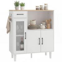 SIDEBOARD Weiß/Eiche, mit Acrylglastür, 80/34/91 cm - Weiß, Holz (80/91/34cm) - PANGIVO